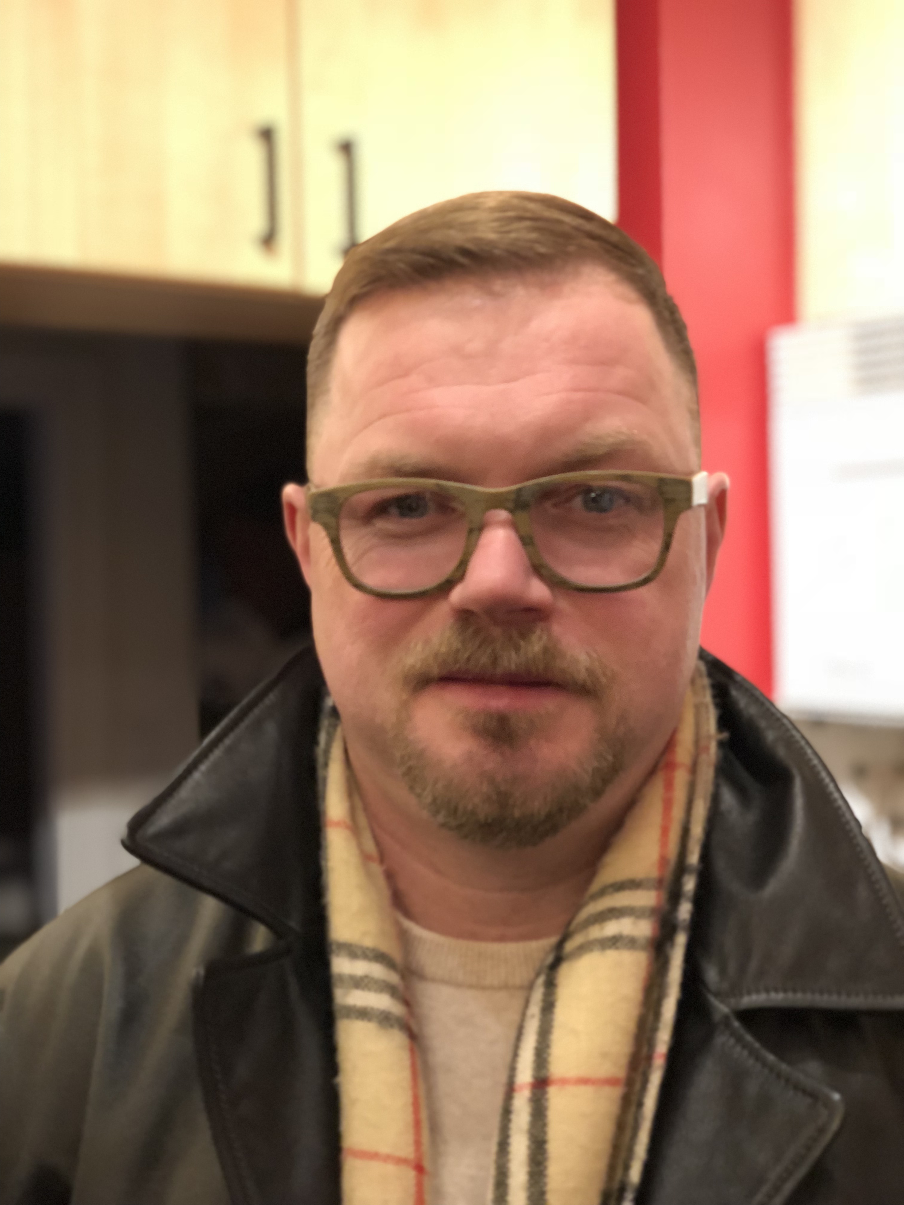 Troy at his workbench